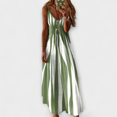 Paola – Vestido Maxí Sin Mangas a Rayas