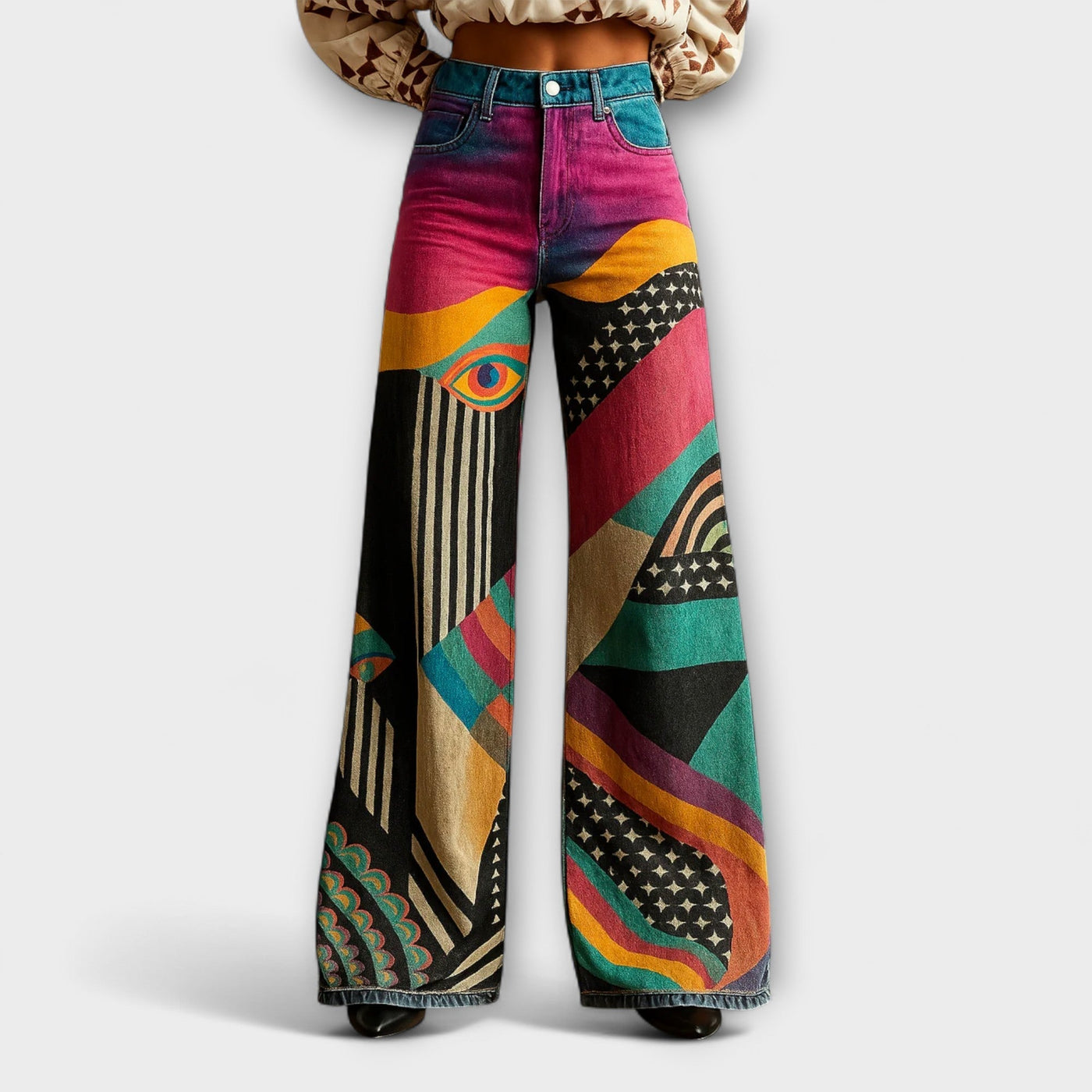 Marsilia – Pantalones Gráficos de Pierna Ancha