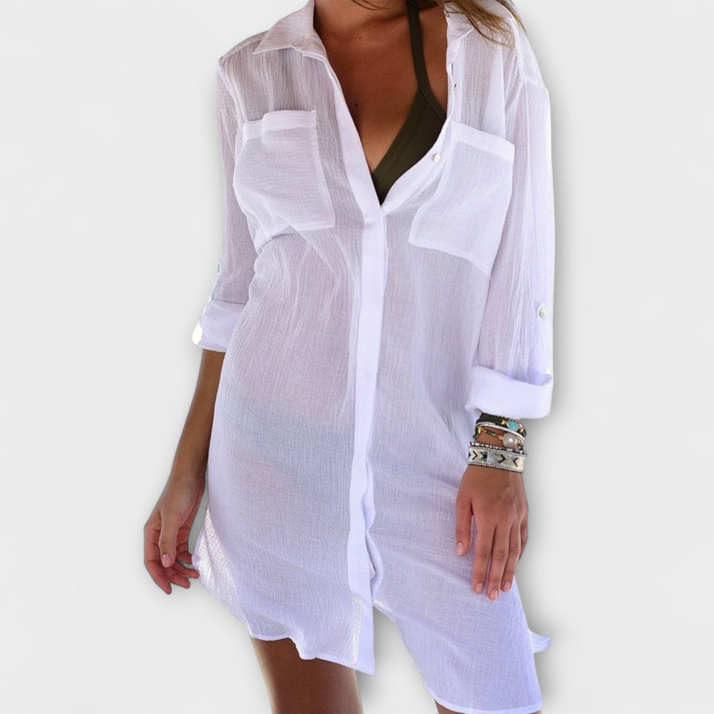 Jacopa – Vestido Camisa de Mezcla de Lino