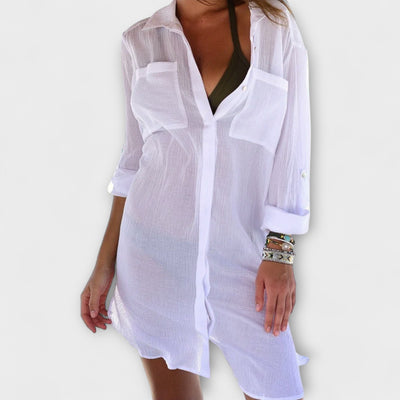 Jacopa – Vestido Camisa de Mezcla de Lino