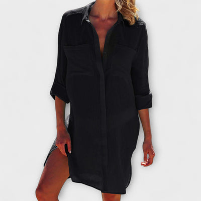 Jacopa – Vestido Camisa de Mezcla de Lino