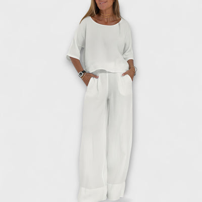 Alina – Conjunto de algodón y lino de dos piezas