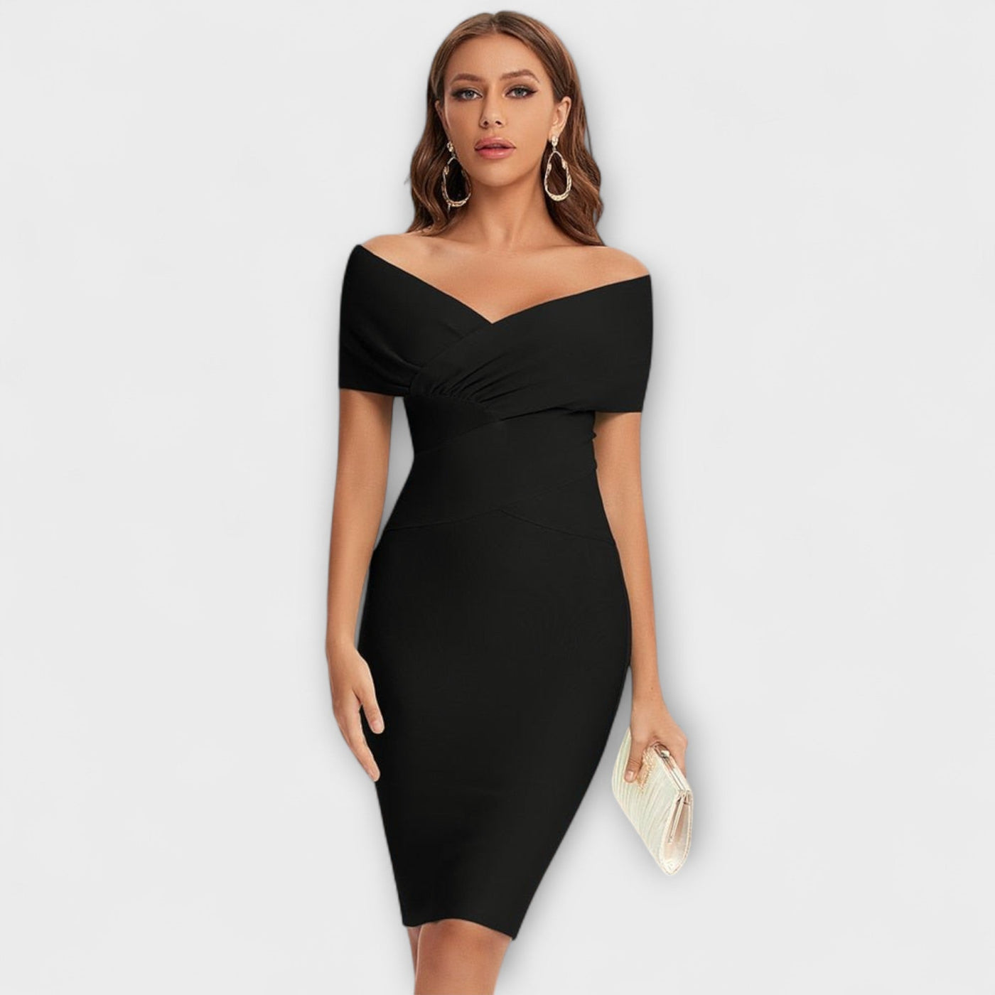Clelia – Vestido Midi de Mujer con Hombros Descubiertos