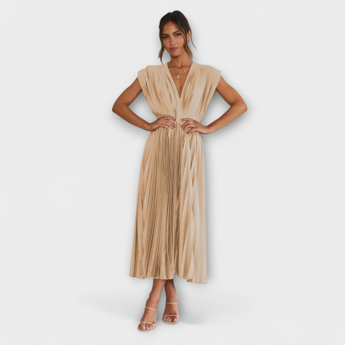 Florida – Vestido plisado con escote en V