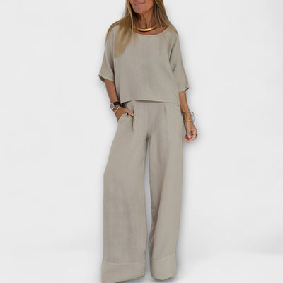 Alina – Conjunto de algodón y lino de dos piezas