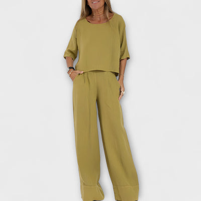 Alina – Conjunto de algodón y lino de dos piezas