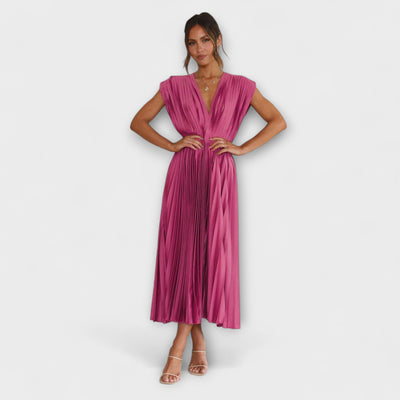 Florida – Vestido plisado con escote en V