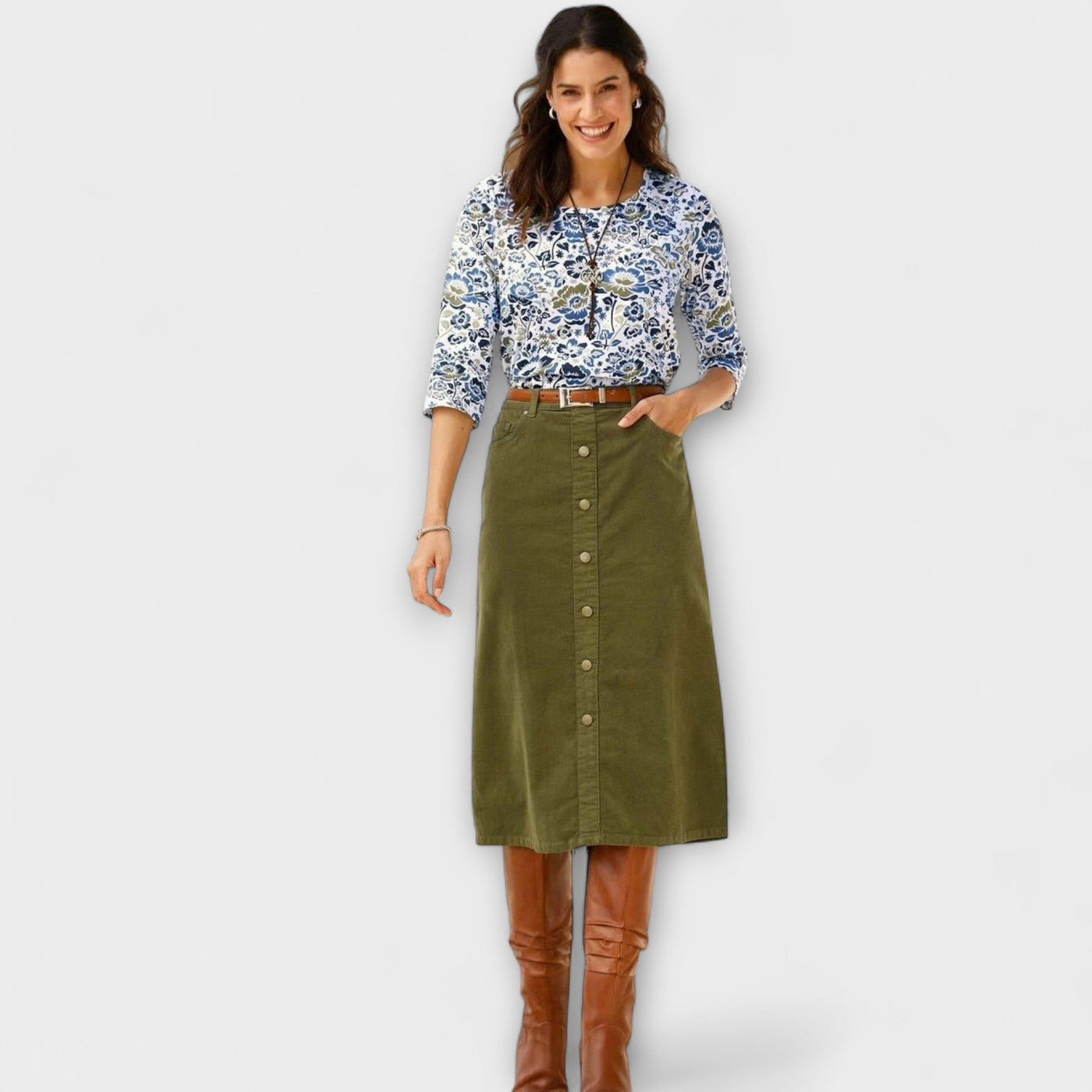 Cristina – Falda de pana clásica