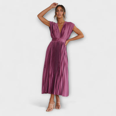 Florida – Vestido plisado con escote en V