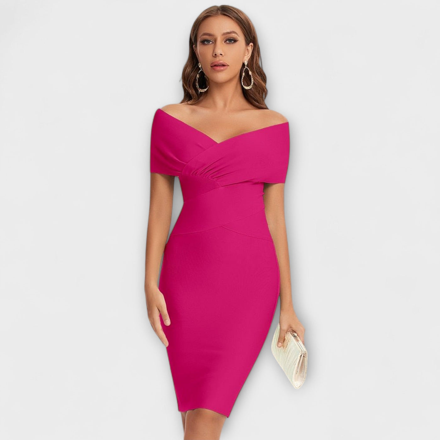 Clelia – Vestido Midi de Mujer con Hombros Descubiertos