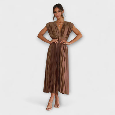 Florida – Vestido plisado con escote en V