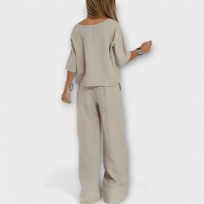 Alina – Conjunto de algodón y lino de dos piezas