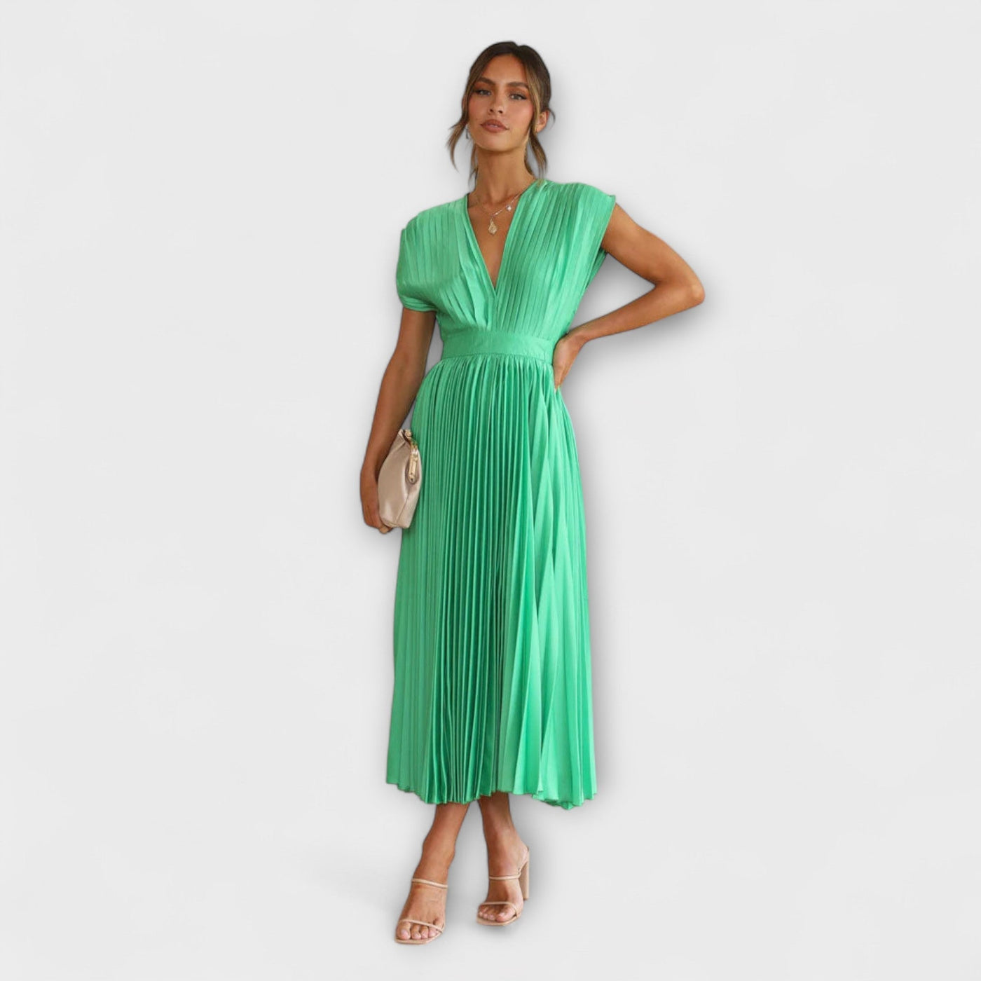 Florida – Vestido plisado con escote en V