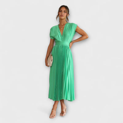 Florida – Vestido plisado con escote en V