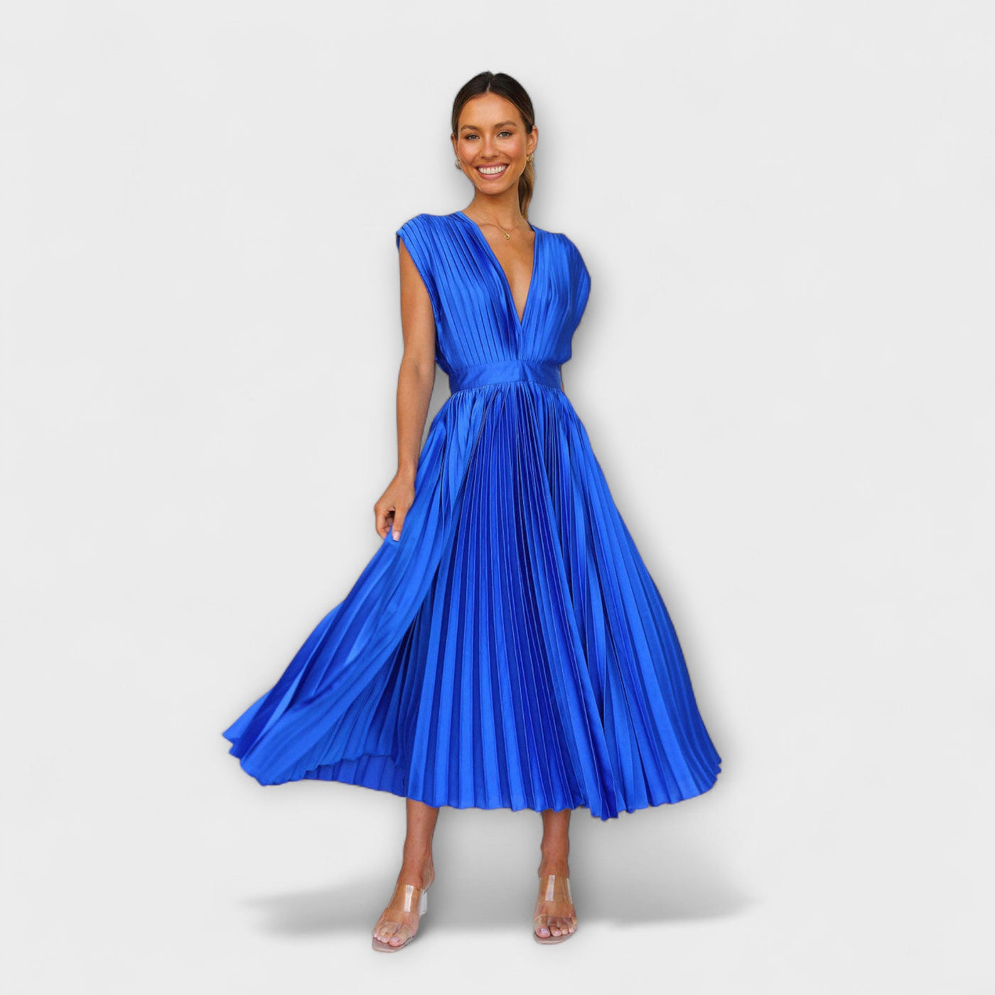 Florida – Vestido plisado con escote en V