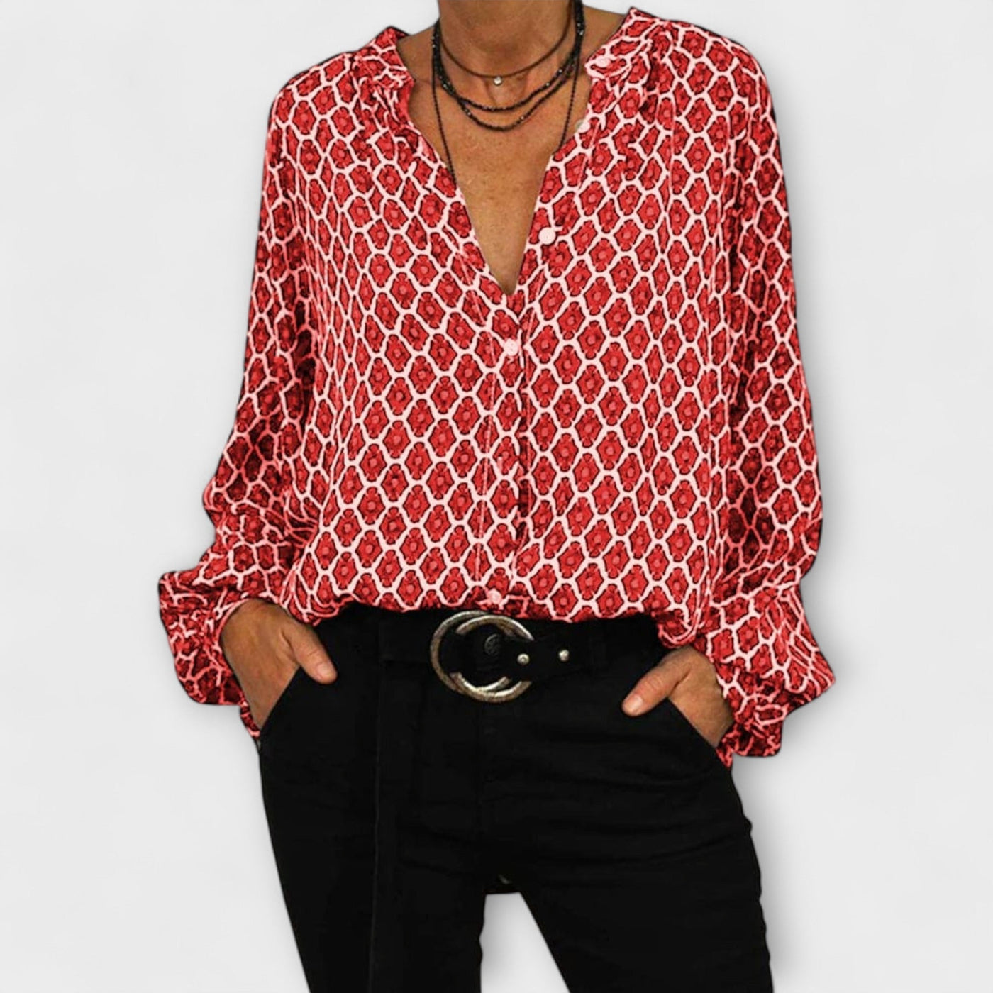 Imma – Blusa moderna con escote en V